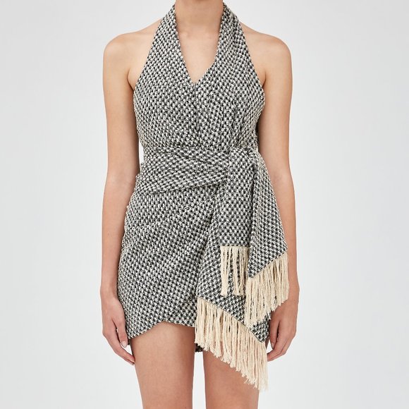 C/MEO Collective Dresses & Skirts - NWT C/MEO Collective Fringed Tweed Halter Dress